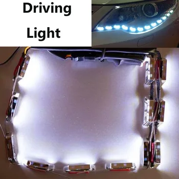2 VNT LED AŠARŲ AKIŲ baltos šviesos Runing Lempa Lanksti LED Žibintai, Automobilių LED Važiavimo Šviesos