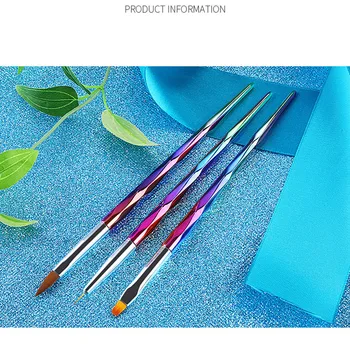 3Pcs/kit Lazerio Nagų Dailės Spiralės Tapybos Pen UV Gelio Pratęsimo Nagai Linijos Nagų Brushe Rinkinys Beauty Manikiūro Piešimo Įrankiai