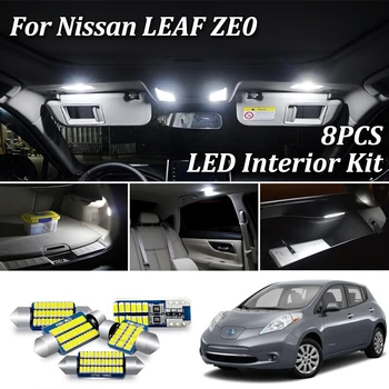 8Pcs Balta Canbus led Automobilių vidaus apšvietimo Komplektas Nissan PLeaf ZE0 led interjero Žemėlapis Dome Kamieno Licenciją plokštelės šviesos (2010-2017)