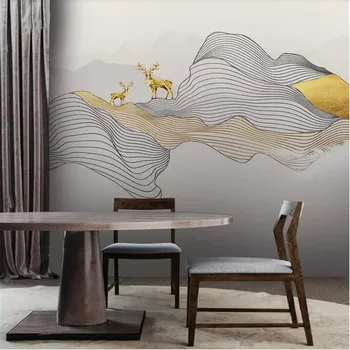 Abstrakti rašalo linija dūmų kraštovaizdžio meno briedžių fono sienos profesinės gamyba freskos foto tapetai