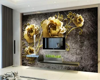 Beibehang papel de parede Užsakymą tapetai 3d namų ir turtingas iškilumo 5d bijūnas gėlių vynuogių kambarį, TV foną, 8d tapetai