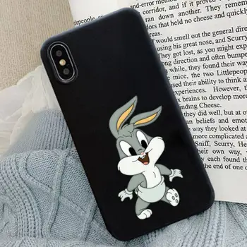 Bugs Bunny Telefono dėklas Juodas Silikoninis Iphone 6 7 8 11 12 Plus XR X XS SE2020 11/12PRO Max Atvejais