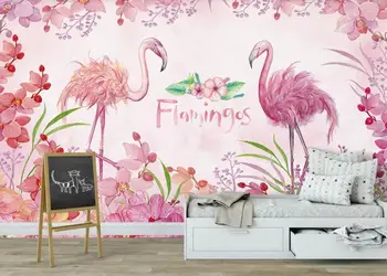 Custom 3D tapetai, freskos pink flamingo fone, sienų apdaila dažymas