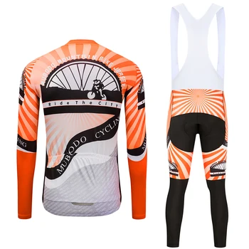 Dviračiu dėvi oranžinės spalvos ilgomis rankovėmis marškinėliai rudens lauko sporto dviračių jersey, patogus ir kvėpuojantis