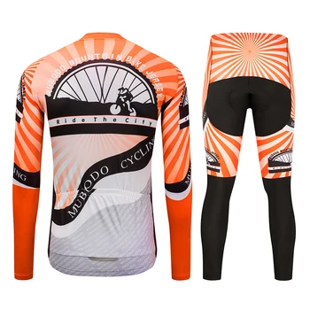 Dviračiu dėvi oranžinės spalvos ilgomis rankovėmis marškinėliai rudens lauko sporto dviračių jersey, patogus ir kvėpuojantis