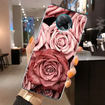 Elegantiška Rožinės spalvos Gėlių Atveju Xiaomi Redmi Pastaba 9S 8T 8 9 7 K20 Pro 9A 9C 9i 8A 7A Aišku, Silikoninis Telefono Dangtelį Coque