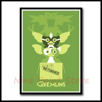 Gremlins siaubo filmas Balta Padengtas Popieriaus, Plakatai, Sienų Lipdukai Kambarį Namo Apdaila Frameless