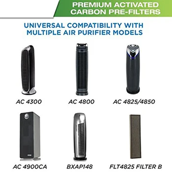 Išplėstiniai Filtrai Premium Anglies Aktyvuota Pakeitimas Prieš Filtras 6 Paketas, Suderinamas su Oro Valytuvas Modeliai AC4800 Serija (AC482
