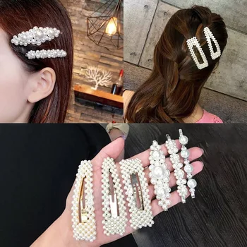 Karšto Naujas korėjiečių Dizaino Perlai Plaukų Clips Mados Perlų Plaukų Smeigtukai Moteris, Mergina, plaukų aksesuarai, galvos apdangalai