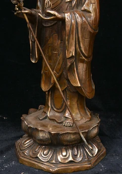 Kinijos Grynas Bronzos Lotoso Gėlė, Ksitigarbha Boddhisattva TangSeng Budos Statula