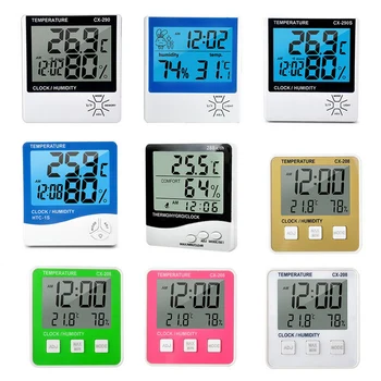 LCD Skaitmeninis Temperatūros, oro Drėgmės Matuoklis -2 -1 Patalpų Lauko termometras su drėgmėmačiu Oro Stoties Laikrodis