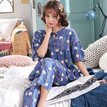 Mados Naktiniai Drabužiai Spausdinti Gėlių Puikus Apatiniai Seksualus Viskozės Apatinis Trikotažas Elegantiškas Išjunk Pižama Kostiumas Sleepwear 2019