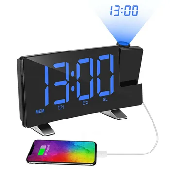 Magic LED Laikrodis-Žadintuvas Ajustable Laiko Projektorius Dimeris Radijas USB Mokestis Skaitmeninio signalo Atidėjimo Tempreature&Humidiation Ekranas su USB