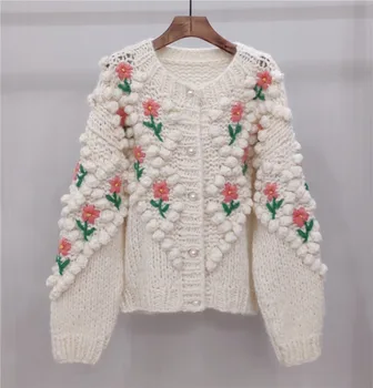 Megztinis Feminino Nekilnojamojo Megztiniai Megztinis Moterims, Nemokamas Pristatymas 2020 Japonijos Laisvo Stiliaus Rankų Darbo Megztų Gėlių