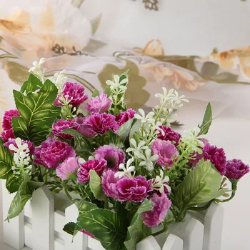 Netikrų Gėlių Puodą, Medinės Tvoros Dirbtinių Gėlių Nustatyti Patalpų Kambarį Veranda Dekoratyvinių Gėlių Eksporto Mažų Vazoninių Gvazdikų