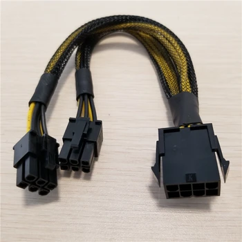 PC 8pin CPU Dual PCI-E 6pin PCIe Power Splitter Cable Švino Rankovėmis 18AWG Laidas
