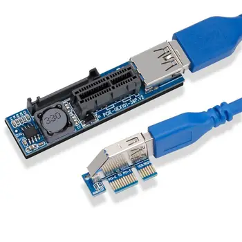 PCI-E 1X kad X1 Stove Extender Kortelės Adapteris SATA Maitinimo PCI Express Adapteris su USB 3.0 Kabelį BTC Miner Kasybos Plokštė