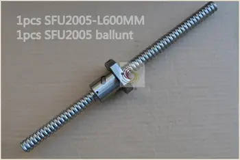 Skersmuo 20mm kamuolys varžtą SFU2005 ilgis 600mm plius RM2005 2005 ballnut CNC 