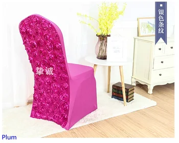Slyvų Spalvos Spandex Kėdė Padengti Rozetės Kėdė Padengti Rose Siuvinėti Gėlių Dizainas Vestuvių Dekoravimas Vakarienė Kėdės Apima