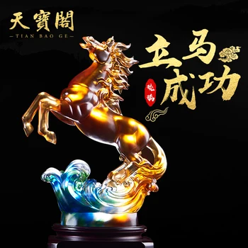 Spalvota glazūra amatų, kūrybos namų reikmenys Ma Dao sėkmingai apdaila, gyvenamasis kambarys 12 zodiako arklių atidarymo dovana