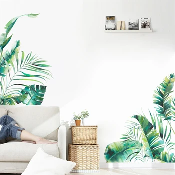Tropikų Augmenija Serijos Siena Lipdukas Miegamojo Kambarį Namo Apdaila Freskos Sofa Fonas Žalias Lipdukai