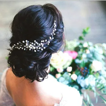 Vestuvių Plaukų Apdailos Nuotakos Baltas Perlas Staigius Mergaitėms Šalies Vinjetė Gėlių Šukuosena Ornamentas, Plaukų Aksesuarai