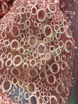Viršų pardavimo BZL-3023 šalis suknelė medžiaga prancūzijos ju nėrinių audinys, siuvinėjimo Afrikos tiulio nėrinių medžiagos akmenys ir karoliukai