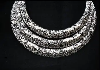 Yunnan etninės stilius derliaus trumpas megztinis grandinės Miao trijų sluoksnių Miao sidabro veiklos karoliai, papuošalai Nemokamas pristatymas