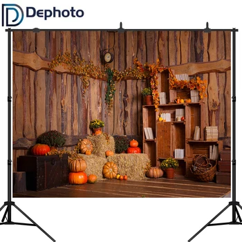 Dephoto Helovinas Teminius Fotografijos Backdrops Interjero Chalet Moliūgai Haystack Naujagimiui Dušo Vaikai Nuotrauka Fonas